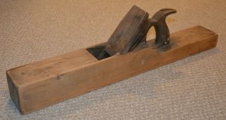 Large Antique Moulson Brothers Wooden Hand Plane Old Barn Tool Hallmarked 22.  5x3