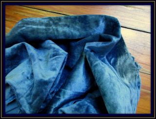 Exquisite Antique Edwardian Era Fine Silk Velvet Trim Teal Blue
