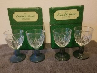 Avon Emerald Accent Cordial Glasses – Set 0f 4