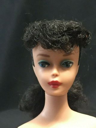 Vintage 1960 ' s Mattel Barbie Brunette Ponytail 5 6 Doll Stand Swimsuit Dress 2