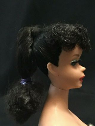 Vintage 1960 ' s Mattel Barbie Brunette Ponytail 5 6 Doll Stand Swimsuit Dress 3
