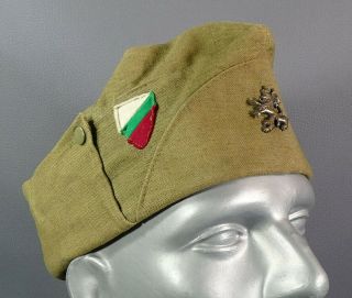 Wwii Ww2 Royal Bulgarian Army Officers Summer Uniform Cap Hat&lion Cockade Badge