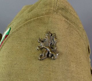 WWII WW2 Royal Bulgarian Army Officers Summer Uniform Cap Hat&Lion Cockade Badge 3