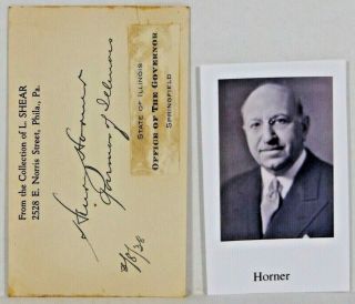 Henry Horner,  28th Governor Of Illinois,  Card Signed