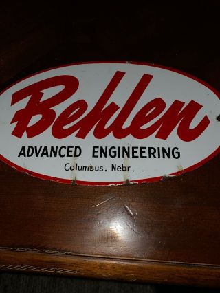 Behlen Advanced Engineering Sign Porcelain Advertisement