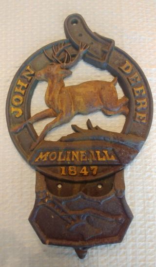 John Deere Cast Iron Plaque 1847 Moline Ill 10 " X17 " Heavy Cast Iron Mail Holder