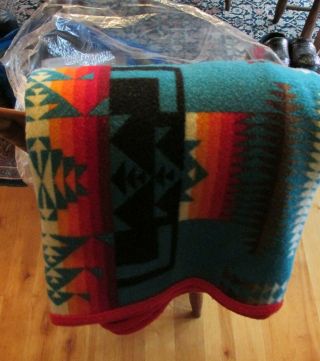 Pendelton Beaver State Turquoise Chief Joseph Lodge Blanket 72 X 60 Tags Wool