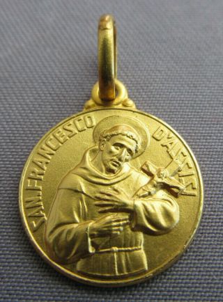Antique Vintage Italy 750 18k Gold St.  Francis Of D 