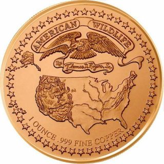133 American Wildlife Series 1 oz.  999 Pure Copper BU Round / Challenge Coins 2
