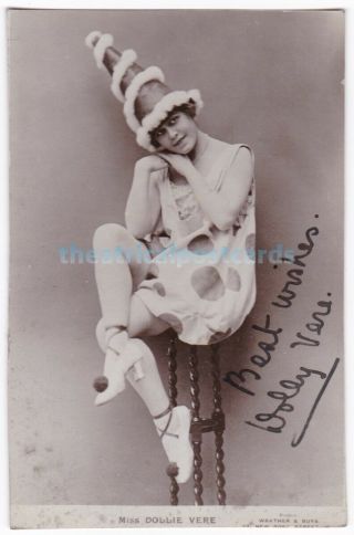Stage Actress And Dancer Dolly Vere In Costume.  Signed Postcard