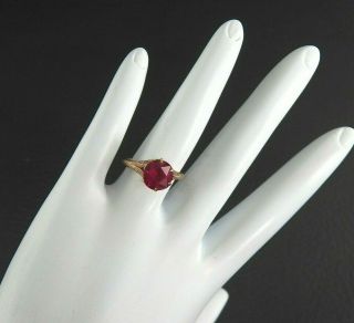 Vintage Antique Victorian Lab Ruby Ring Solid 10k Rose Gold Size 5.  25 And 2.  7 G