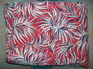 Vintage 40s Bold Coral,  Blue & White Floral Rayon Dress Blouse Fabric 3.  5 Yds
