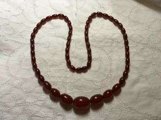 Antique Cherry Amber Graduated Bead Necklace - 52 Grams