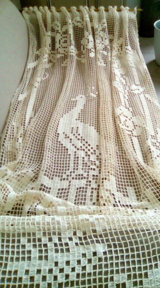 French Vintage Ivory Lace Curtain Panel