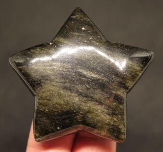 51mm 1.  3oz Natural Rainbow Obsidian Crystal Carving Art Star Gift