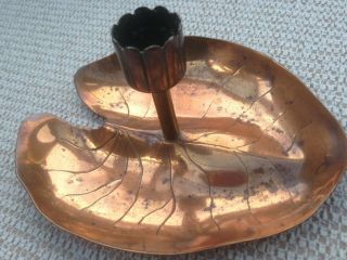 Antique Beaten Copper And Brass Leaf Candle Stick / Holder Arts/crafts?