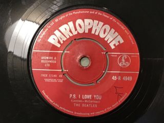 Love Me Do - The Beatles - UK 1962 1st Press : Parlophone Records ZT stamped 3