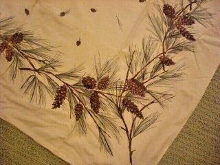 Vintage Pink Tablecloth 62 " X 51.  5 " Pink Background With Pine Cones