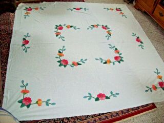 Vintage Hand Made Unfinished Applique Floral Quilt Top