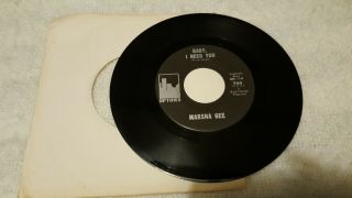 Marsha Gee Baby,  I Need You Rare Northern Soul Vinyl Record.