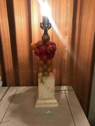 Vintage Mid Century Modern Alabaster Table Lamp With Large Grapes