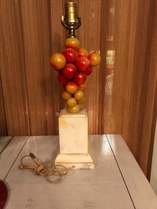 Vintage Mid Century Modern ALABASTER TABLE LAMP with Large Grapes 3