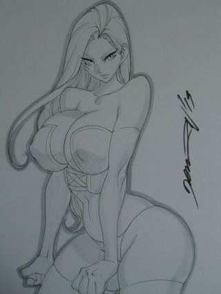 White Queen X - Men Sexy Busty Girl Sketch Pinup - Daikon Art