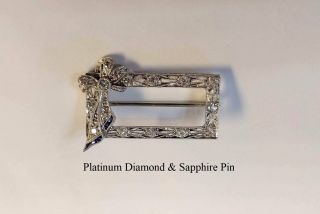 Art Deco Platinum,  Diamond & Sapphire Pin/brooch - Price