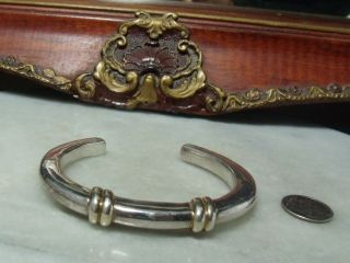 Vintage Sterling Silver,  Solid 14k Gold Very Heavy Bracelet For Woman Or Man