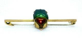 Fabulous Antique 9ct Gold Stick Pin / Brooch.  Real Scarab Beetle.