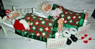 Vintage Telco Animated Snoring Mr.  And Mrs.  Santa Claus Sleeping