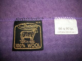 Vtg Chatham 100 Wool Blanket Purple 86x68 Whipstitch Binding - Usa