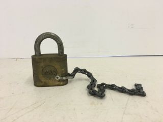 Vintage Yale Brass Padlock With Chain No Key Lock
