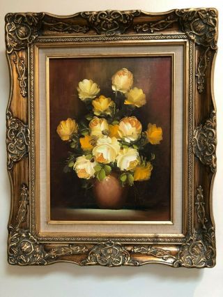 Antique Vintage 12x16 16x12 Flowers Floral Oil Painting Gold Wood Frame Korrain