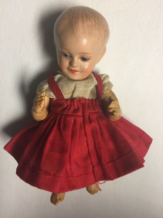 Antique (gebruder Heubach) ??bisque Glaze Socket Head Bent Leg Baby Doll 6”