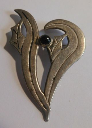 Good Taxco Mexico Sterling Silver Brooch With Cabuchon Stone