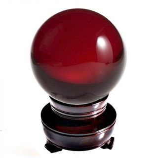 Red (ruby) Crystal Ball Sphere 60mm 2.  3 - Inch With Wood Stand In Gift Box