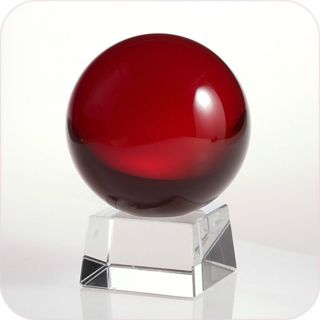 Red (ruby) Crystal Ball 60mm 2.  3 " With Angled Crystal Stand In Gift Box