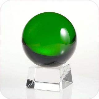 Green (emerald) Crystal Ball 60mm 2.  3 " With Angled Crystal Stand In Gift Box