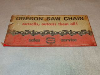Vintage Nos Oregon Saw Chain Chainsaw 16 " Embossed Metal Gas & Oil Sign