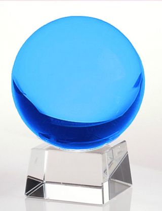 Aqua Crystal Ball 50mm 2 " With Angled Crystal Stand In Gift Box