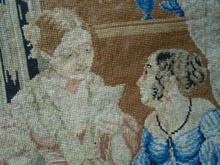 Antique Berlin Woolwork Tapestry.  Two Girls by a Window.  Circa 19th. 2