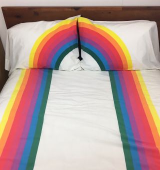 Vintage Wumsutta Tomorrows Rainbow King Pillow Case & Flat Sheet Stranger Things