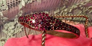 Antique 19th C.  Victorian Bohemian Red Garnet Bangle Cuff Bracelet