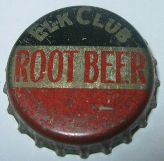 Elk Club Root Beer Soda Bottle Cap; Leominster,  Ma; Beaudoin Brothers; Cork