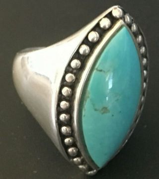 Huge Turquoise Ring Native American Jewelry Sterling Silver Sz 10 Southwestern