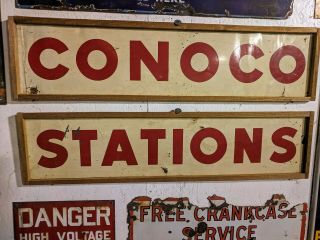 Conoco Station Signs Metal Signs Wooden Frames.  - Gas Oil Transportation