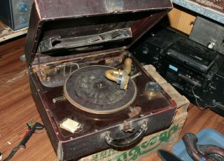 Vintage Rca Victrola Portable Phonograph Turntable Record Player Table Turns