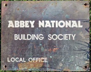 Vintage Bronze Abbey National Building Society Antique Sign Plaque 10 " X 8 "