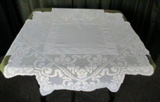 Antique Tablecloth - Hand Crochet Edge & Corners - Irish Linen